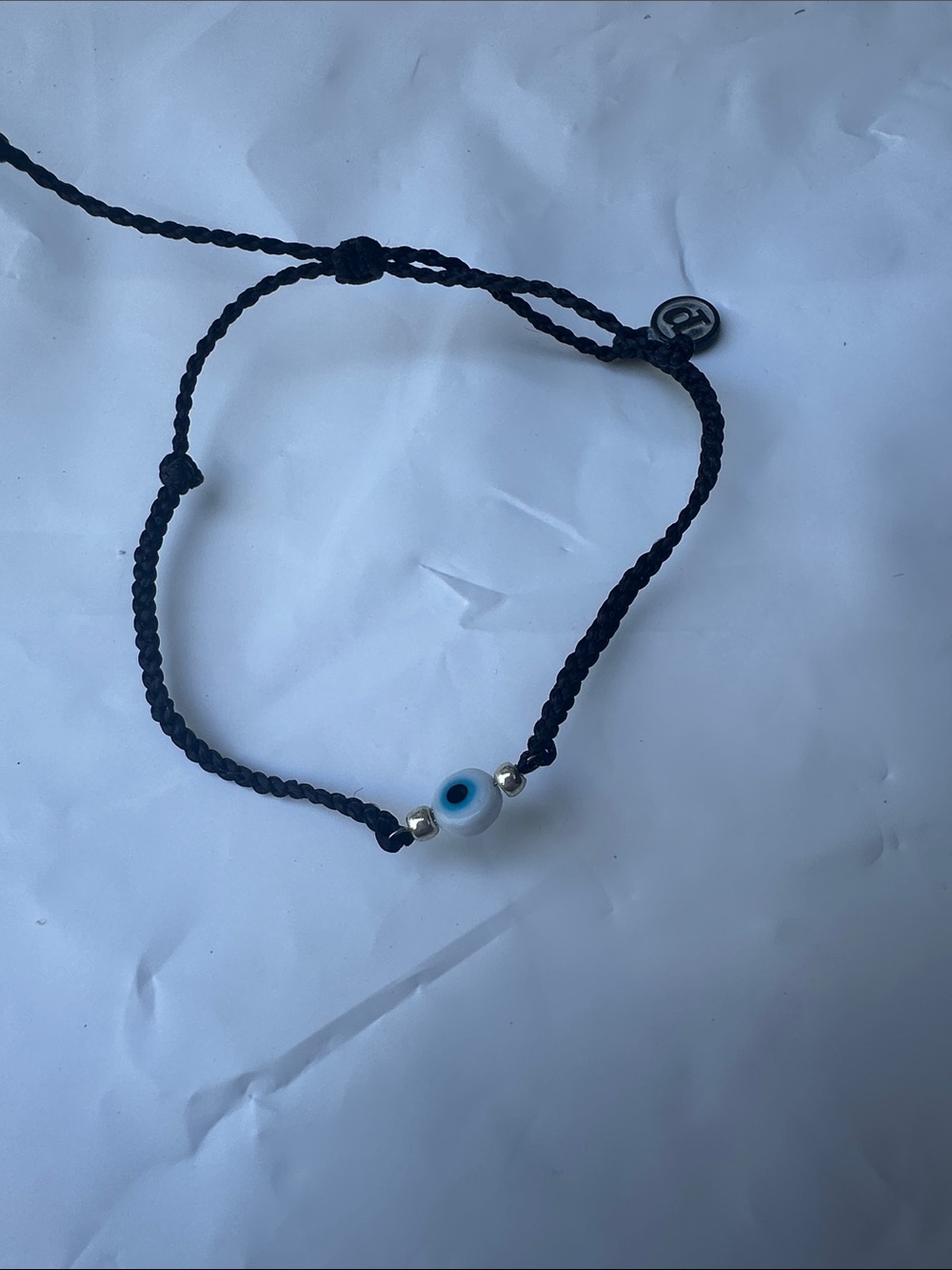NWOT Pura Vida Black Braided Cord Bracelet with Blue Evil Eye Bead